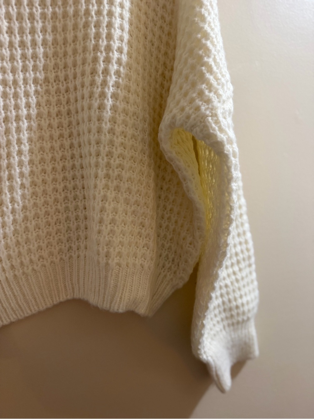 NWOT Sonoma Ivory Waffle-Knit Crewneck Sweater - Picture 5 of 7